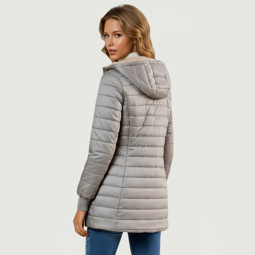 Women's Coat | Long Padded Zip Front Design