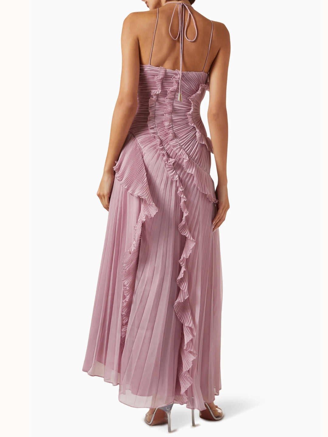 Women's Wedding Guest Maxi Dress | Sleeveless Pleated Asymmetric
