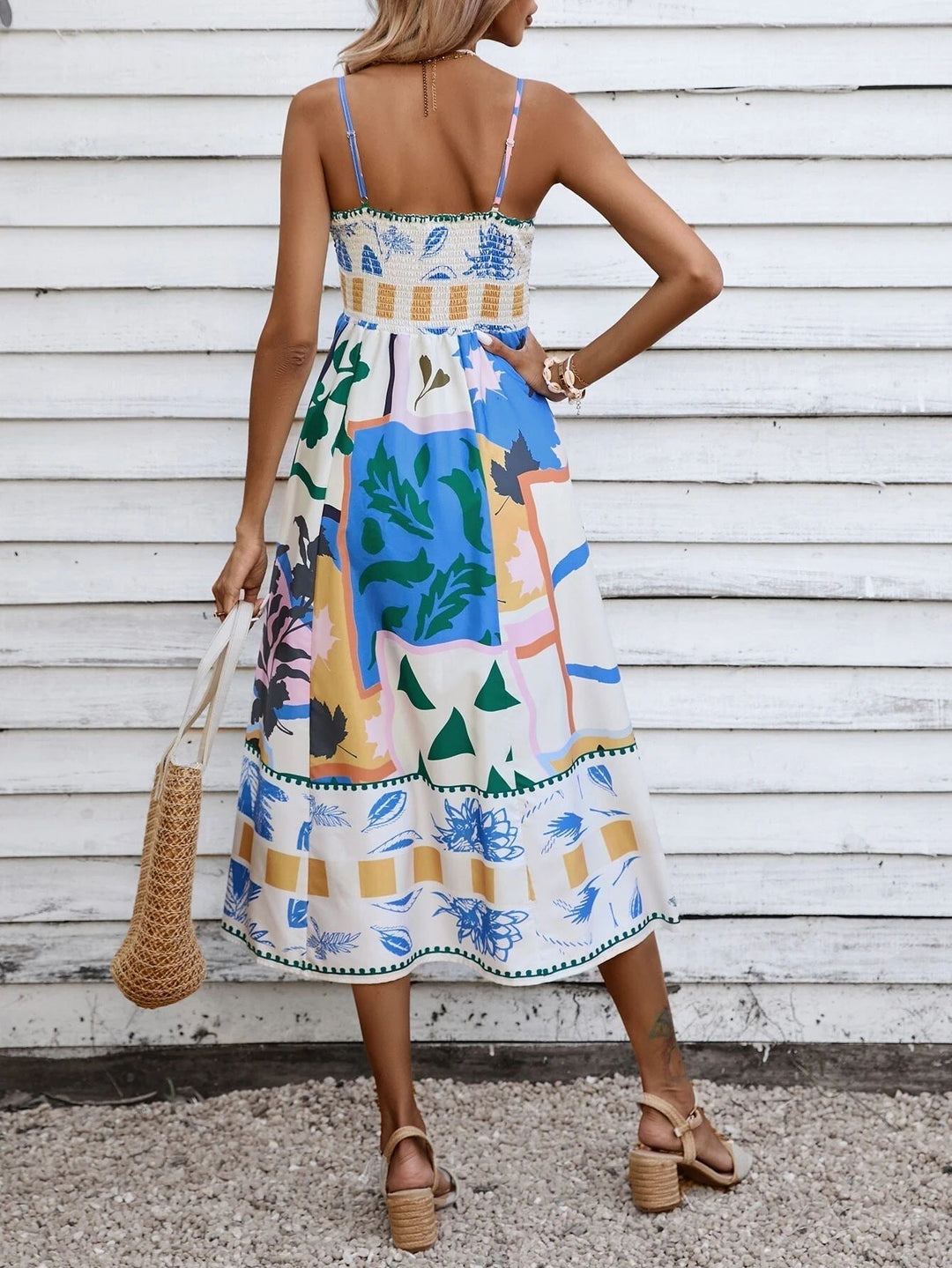 Women's Boho Midi Dress | Square Neck
