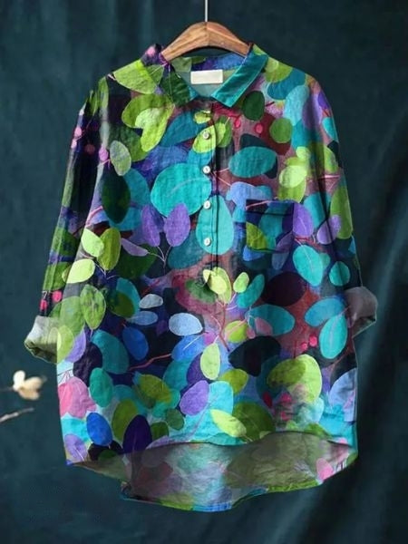 Women's Blouse | Abstract Floral Print Button Front