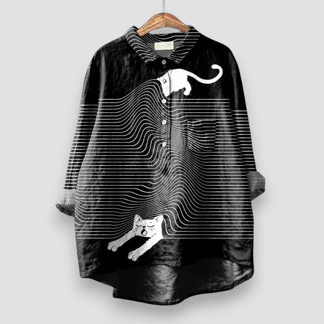 Women’s Blouse | Dog Print with Button