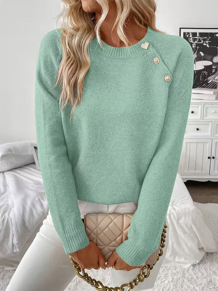 Women’s Sweater | Long Sleeve Button Accent