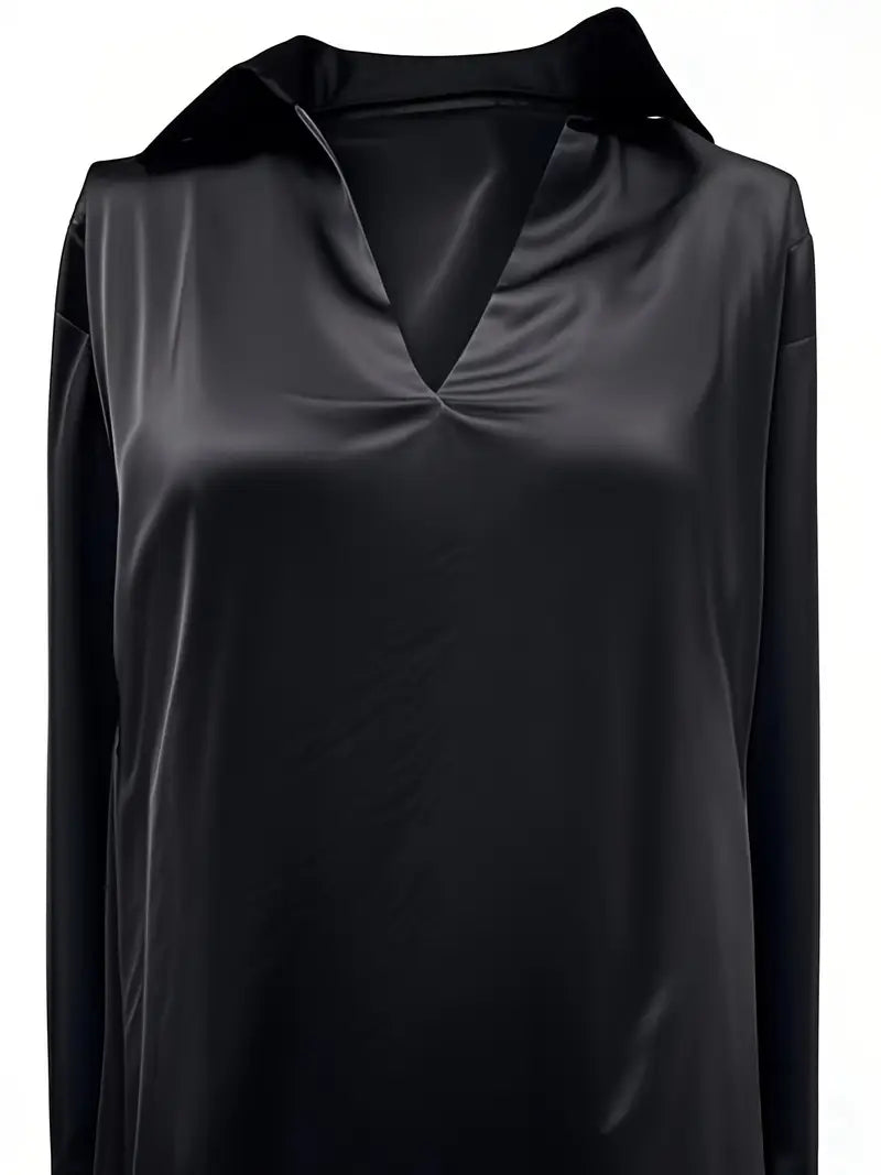 Women’s Blouse | Long Sleeve Collared V-Neck