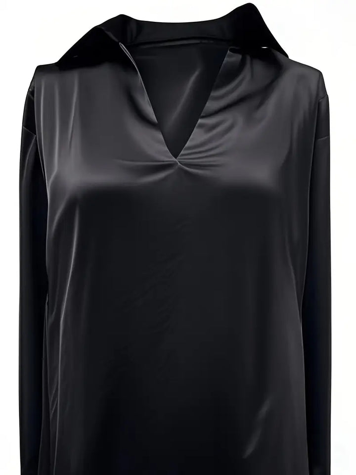 Women’s Blouse | Long Sleeve Collared V-Neck