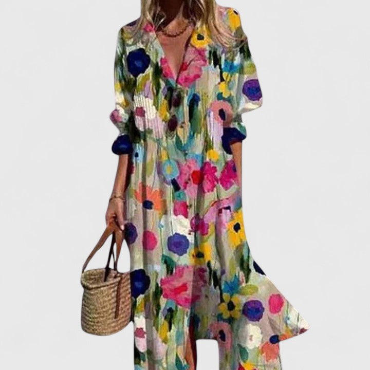 Women's Boho Maxi Dress | Botanical Long Sleeve