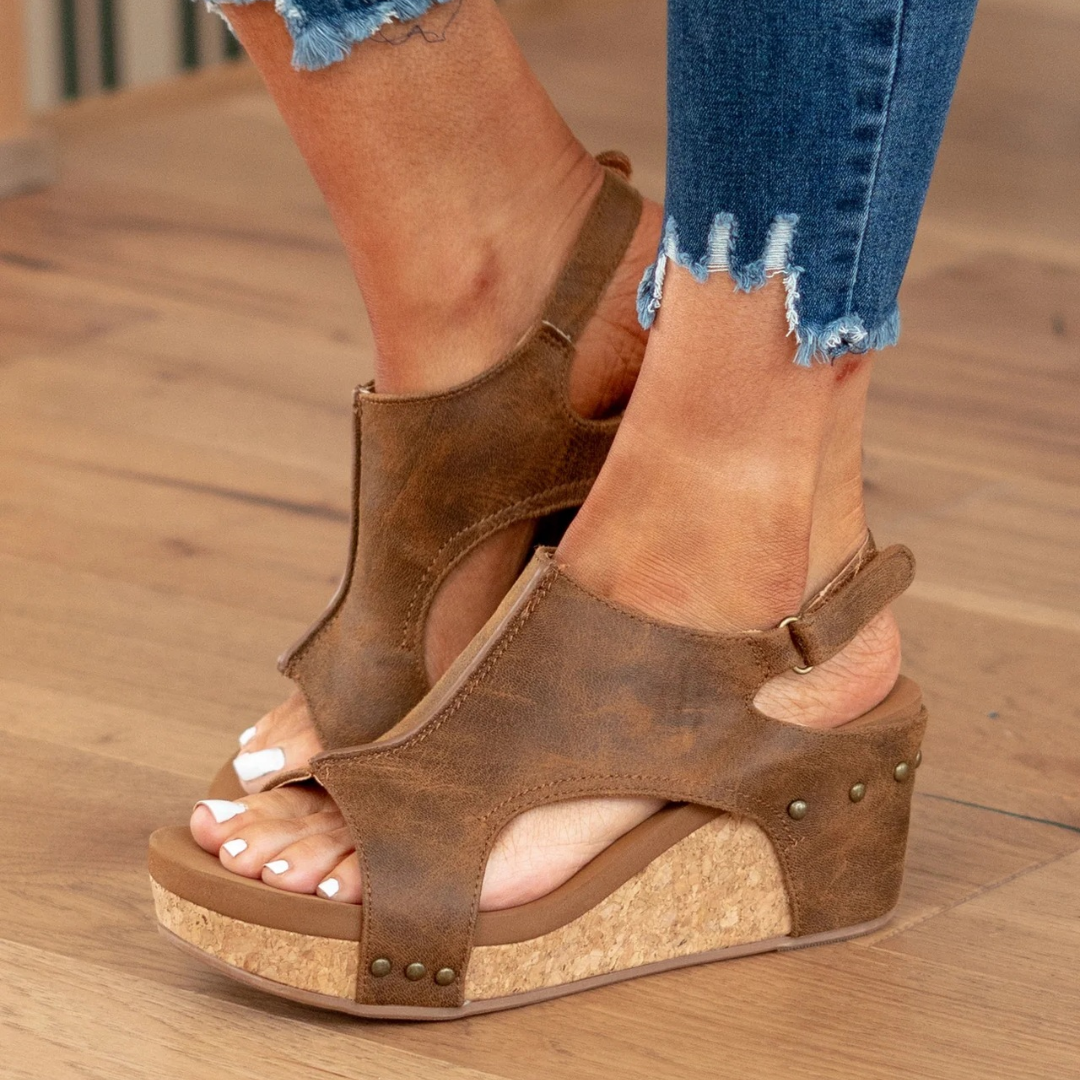 Sandals For Women | Open Toe Slingback With Wedge Heel