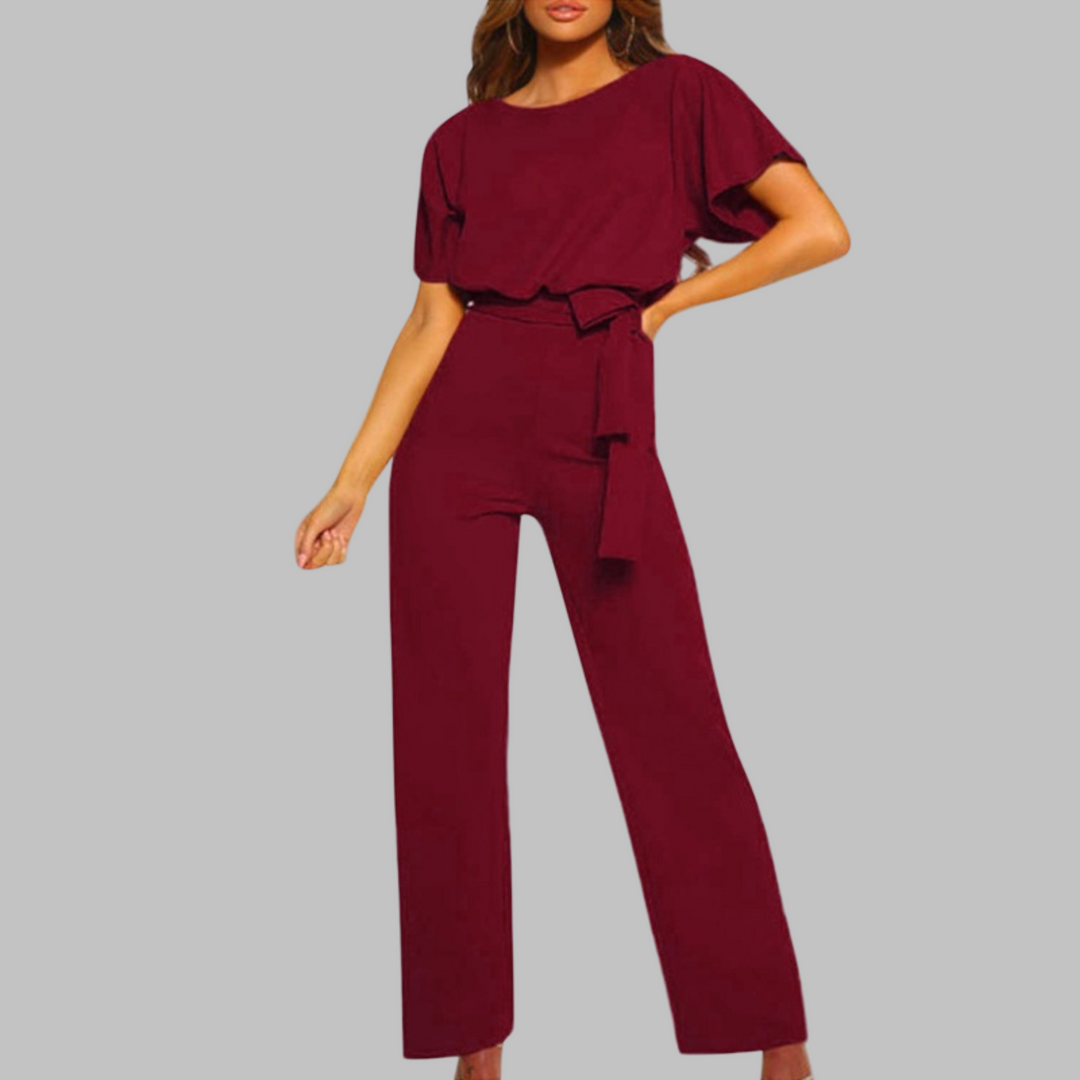 Women's Wide-Leg Jumpsuit | Belted Batwing Sleeve
