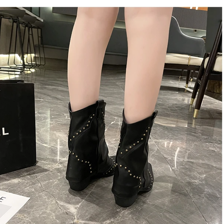 Boots For Women | Ankle Stud Low Heel Slouch