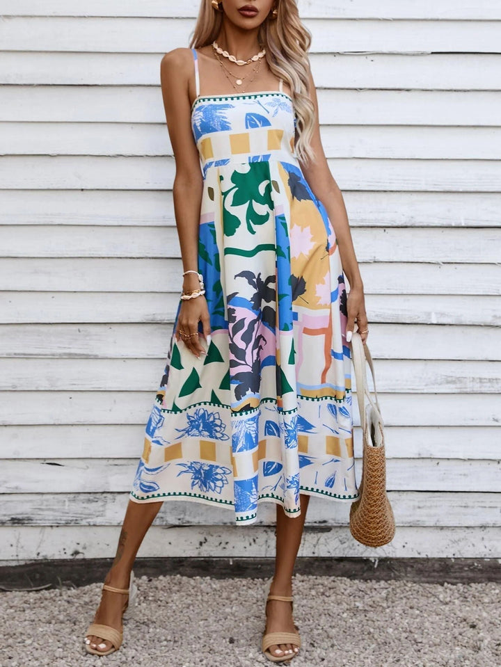 Women's Boho Midi Dress | Square Neck
