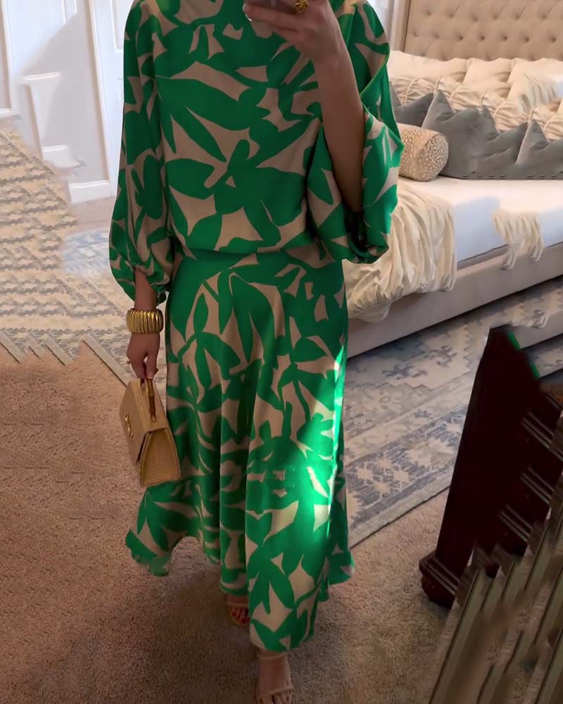 Women's Two-Piece Set  | Top and Midi Length Skirt