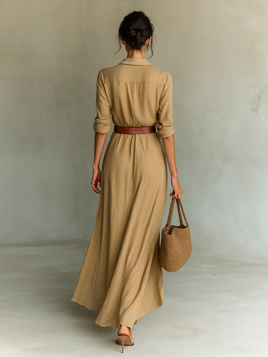 Women’s Dress | Long Sleeve Belted Maxi