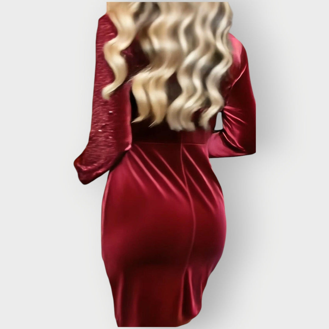 Women's Cocktail Dress | Asymmetric Long Sleeve