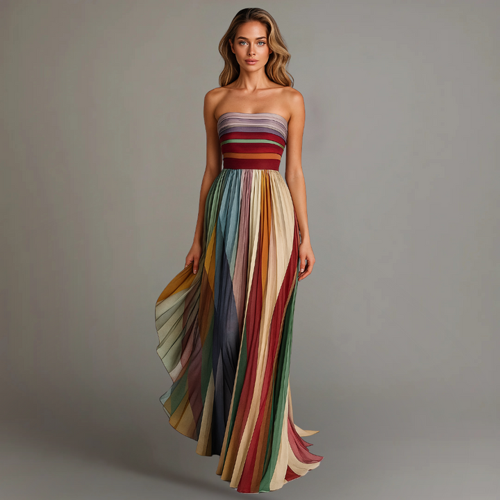 Women's Dress | Pleated Maxi Strapless Design
