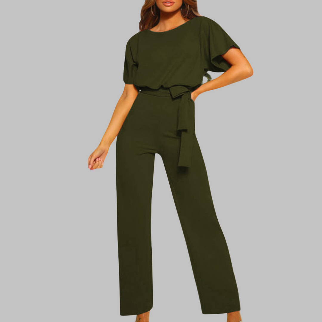 Women's Wide-Leg Jumpsuit | Belted Batwing Sleeve