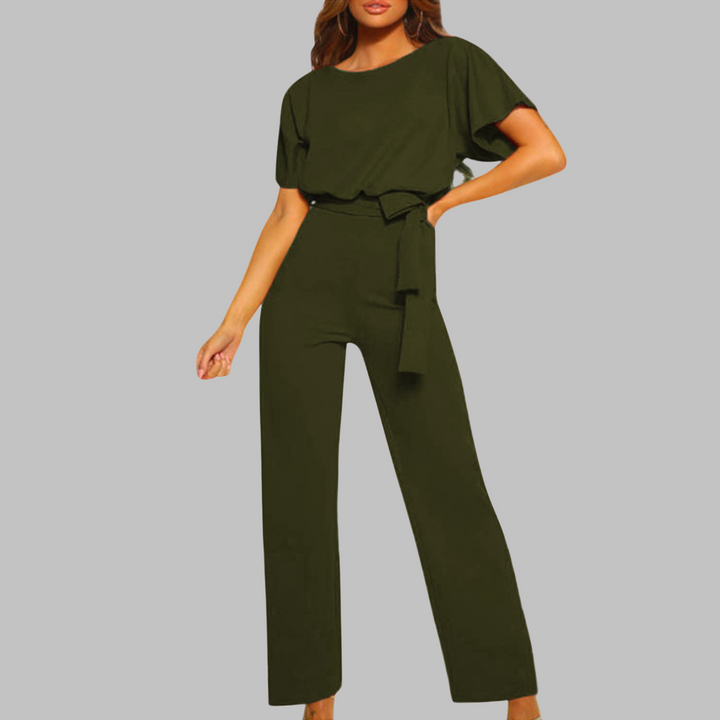 Women's Wide-Leg Jumpsuit | Belted Batwing Sleeve