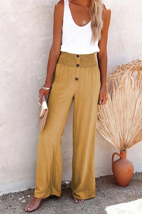 Women's Trousers | Button Front Elastic Waist