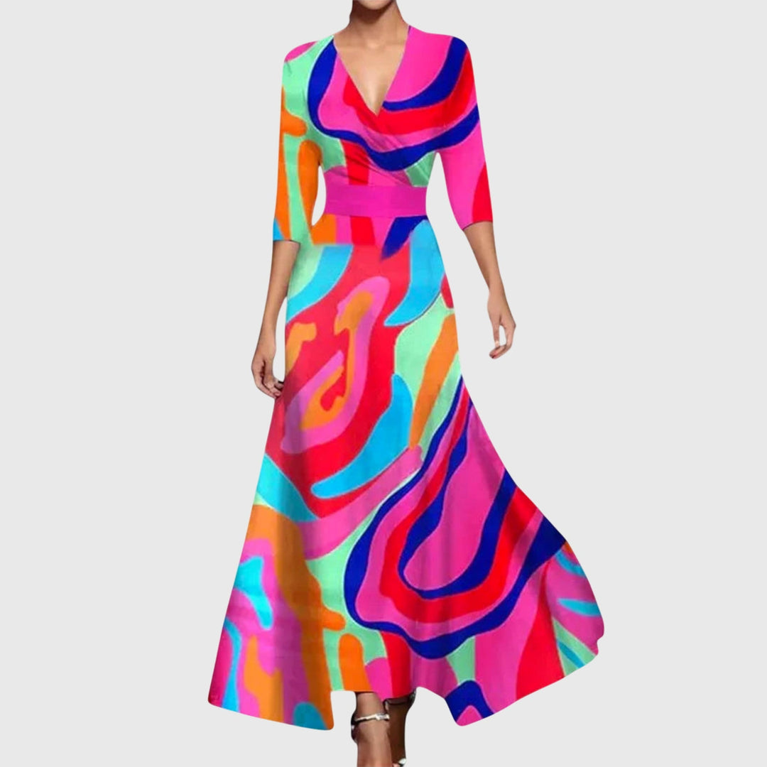 Women's Wedding Guest Maxi Dress | V-Neck Wrap Floral