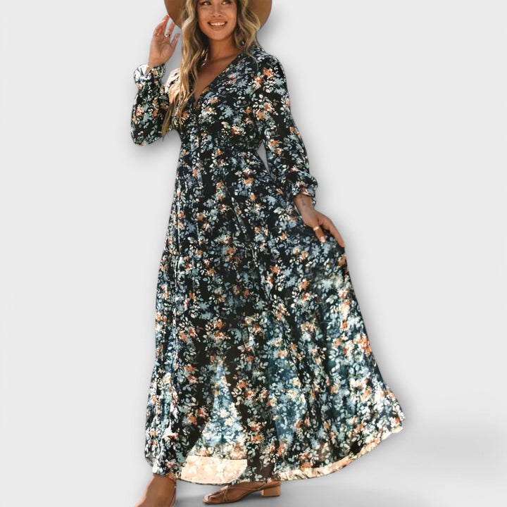 Women's Floral Maxi Dress | Pleated