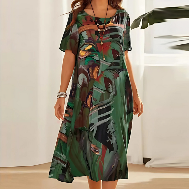 Women's Dress | Bold Abstract Pattern Midi