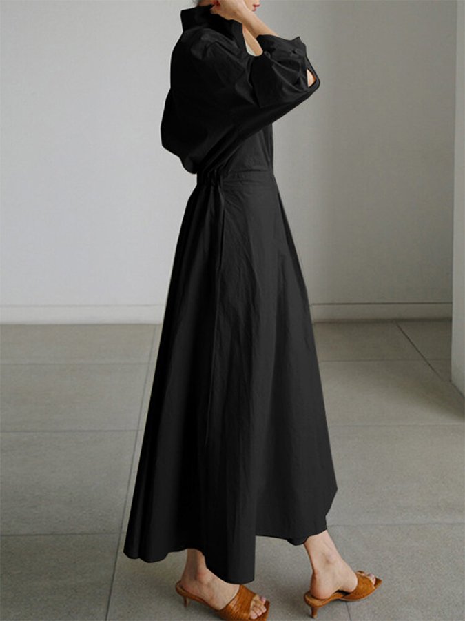 Women's Midi Dress | Collared Long Sleeve