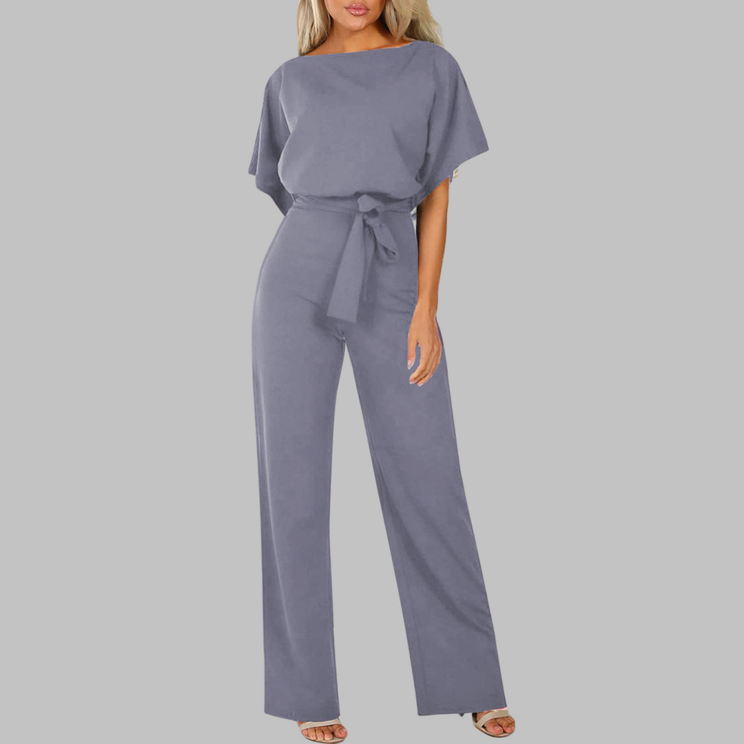 Women's Wide-Leg Jumpsuit | Belted Batwing Sleeve
