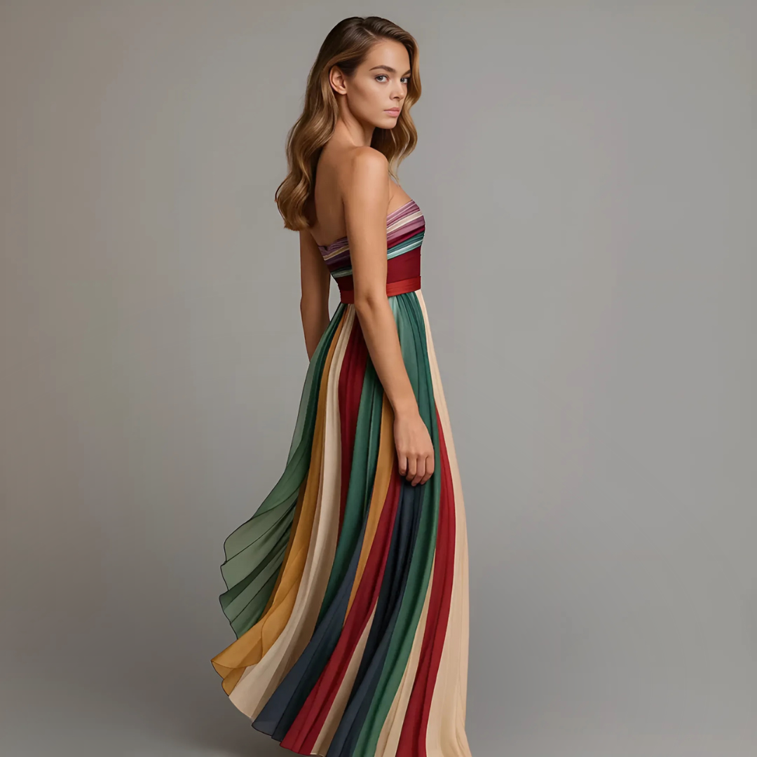 Women's Dress | Pleated Maxi Strapless Design