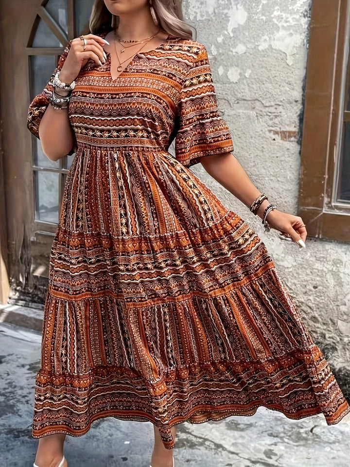 Women's Boho Midi Dress | Flowy Printed