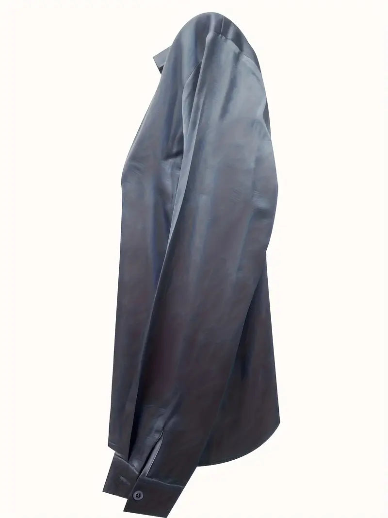 Women’s Blouse | Long Sleeve Collared V-Neck