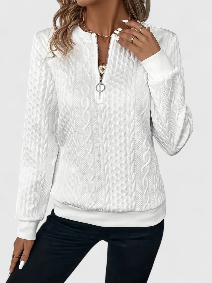 Women’s Sweater | Quarter Zip Cable Pattern