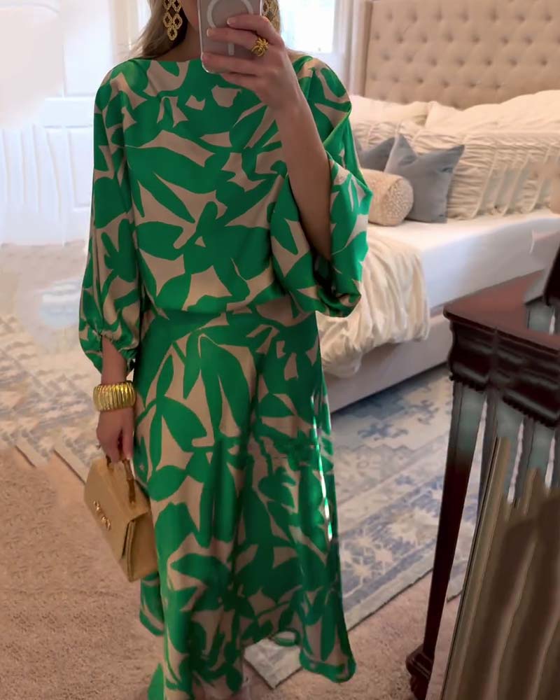 Women's Two-Piece Set  | Top and Midi Length Skirt