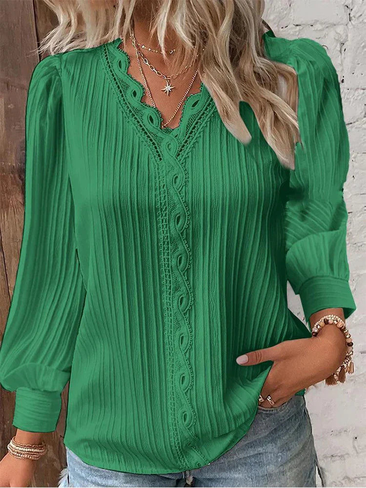 Women's Blouse | Textured V-Neck Detail