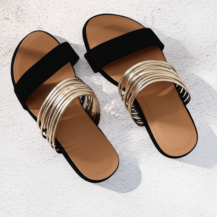 Sandals For Women | Open Toe Slide With Multi Band Detail