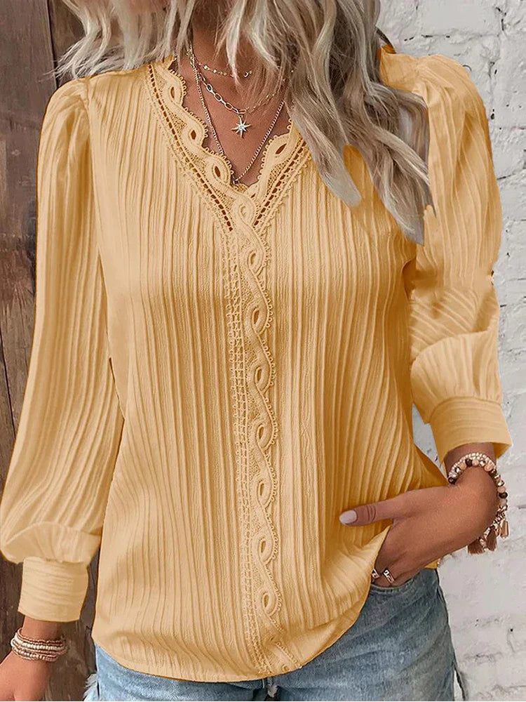 Women's Blouse | Textured V-Neck Detail