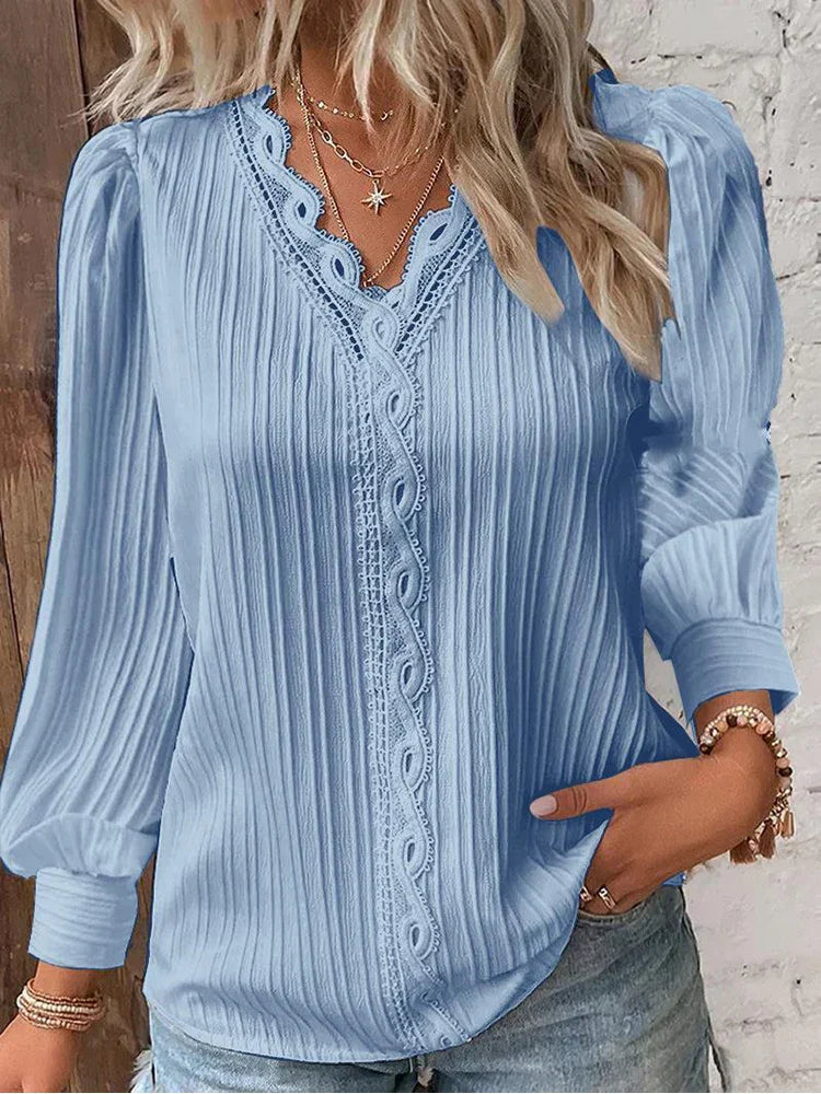 Women's Blouse | Textured V-Neck Detail