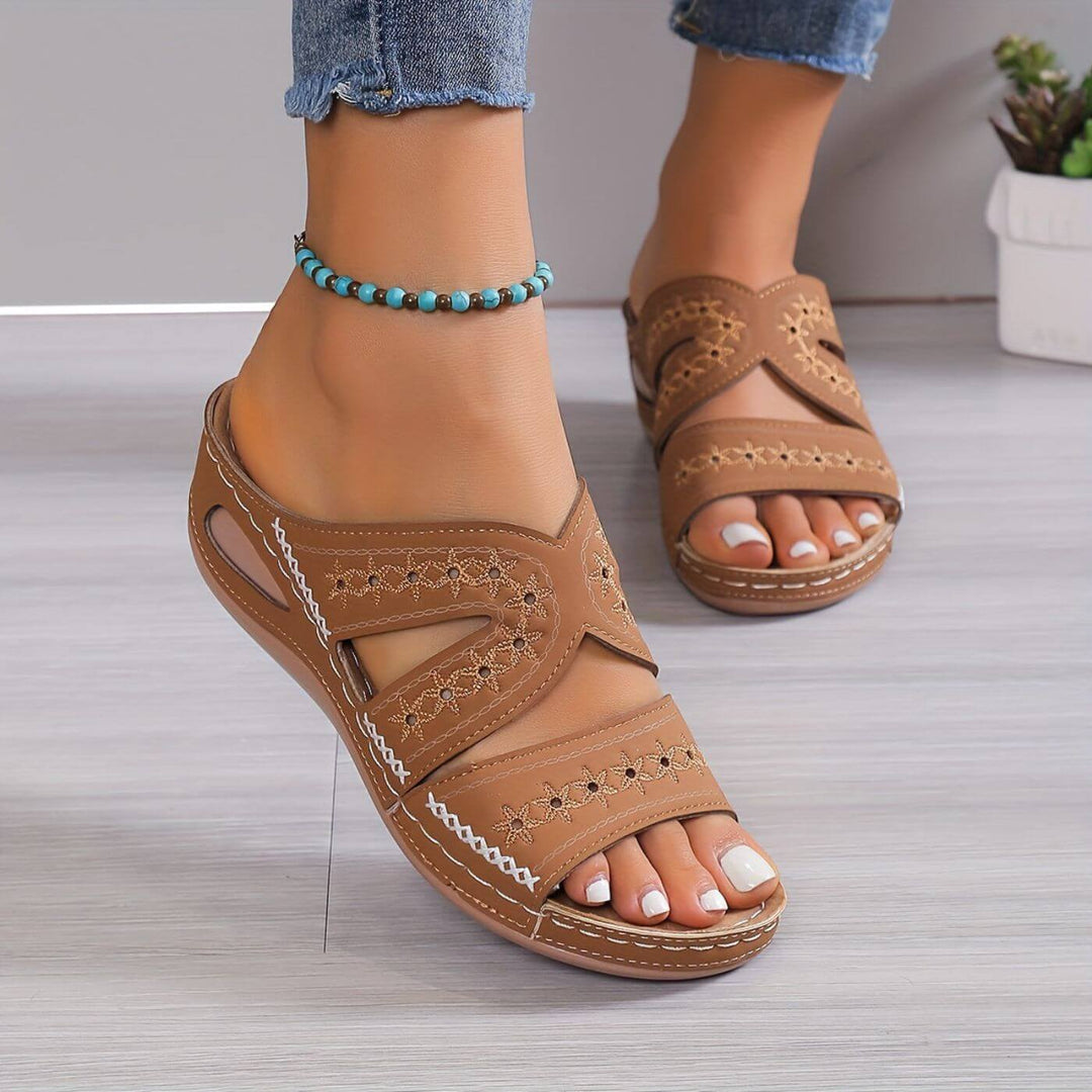 Sandals For Women | Open Toe Slip-On With Cutout Sides