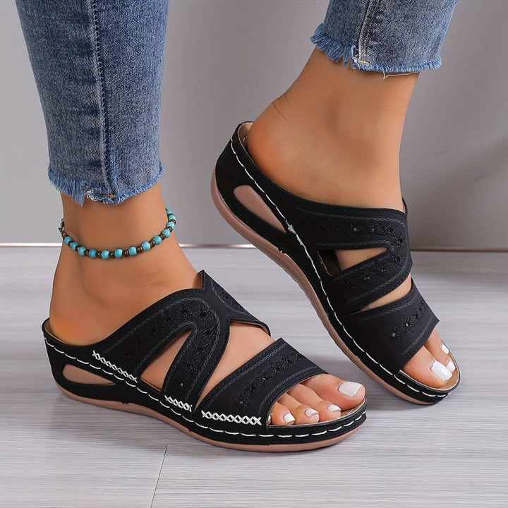 Sandals For Women | Open Toe Slip-On With Cutout Sides