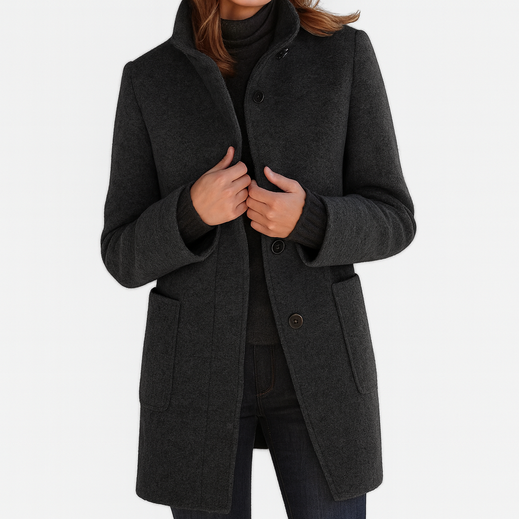 Women's Coat | Straight Cut Button Front