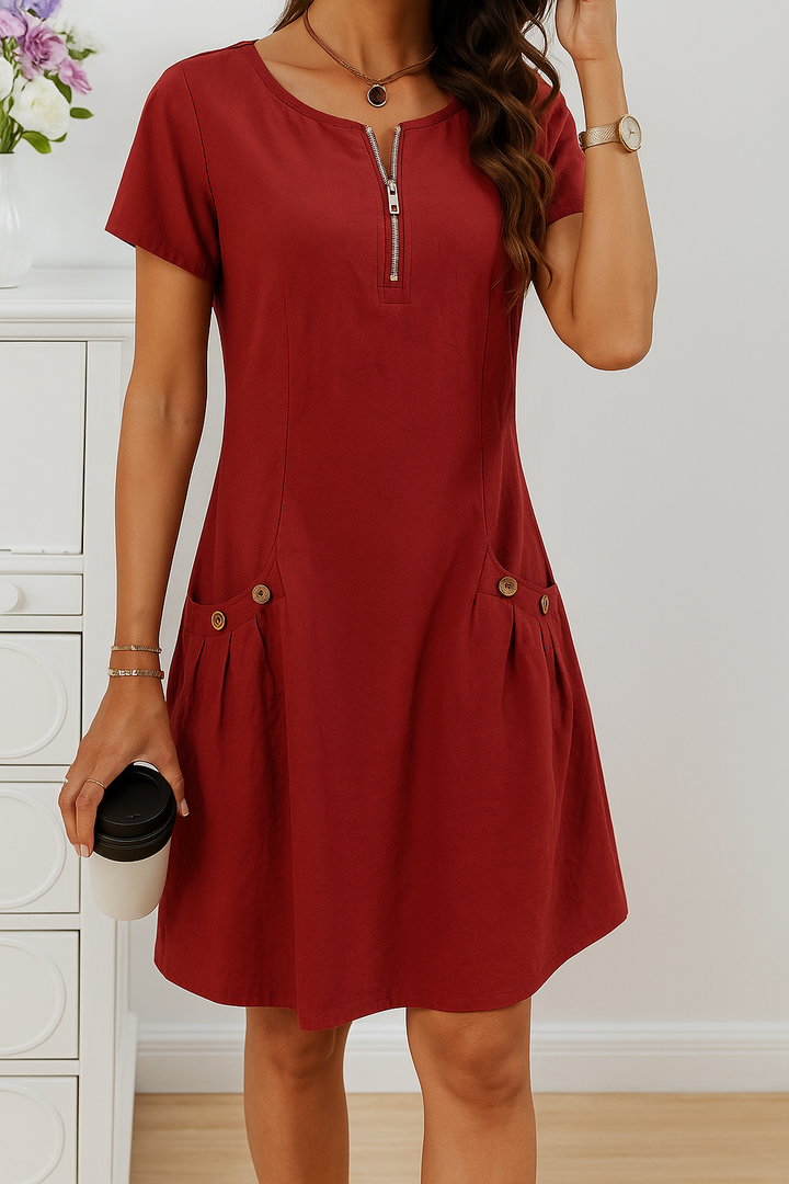 Women’s Summer Dress | Short Sleeve Zip Front