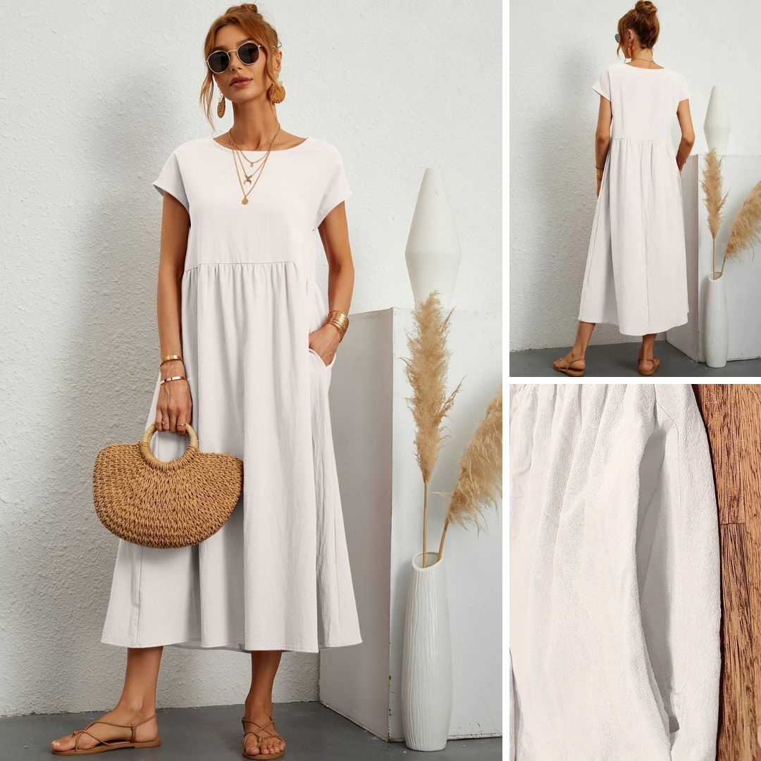 Women's Dress | Loose Maxi Round Neck Pocket