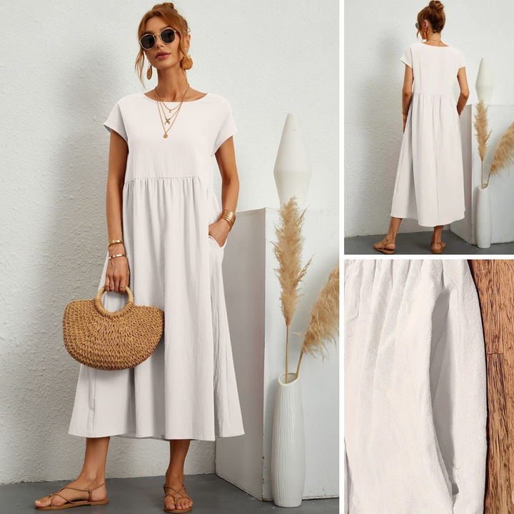 Women's Dress | Loose Maxi Round Neck Pocket