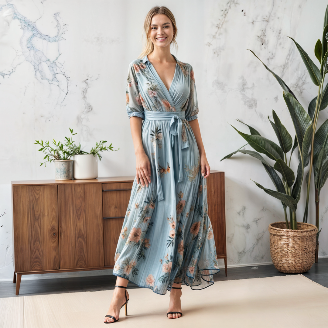Women's Midi Sundress | V-Neck Floral Wrap