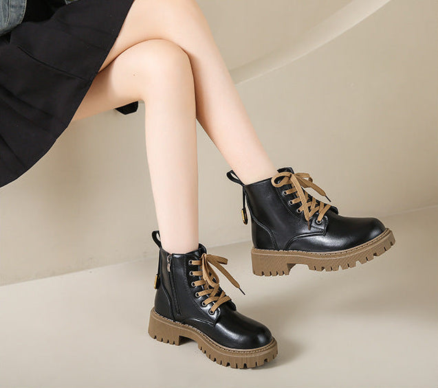 Boots For Women | Lace-Up Ankle Lug Sole With Side Zip
