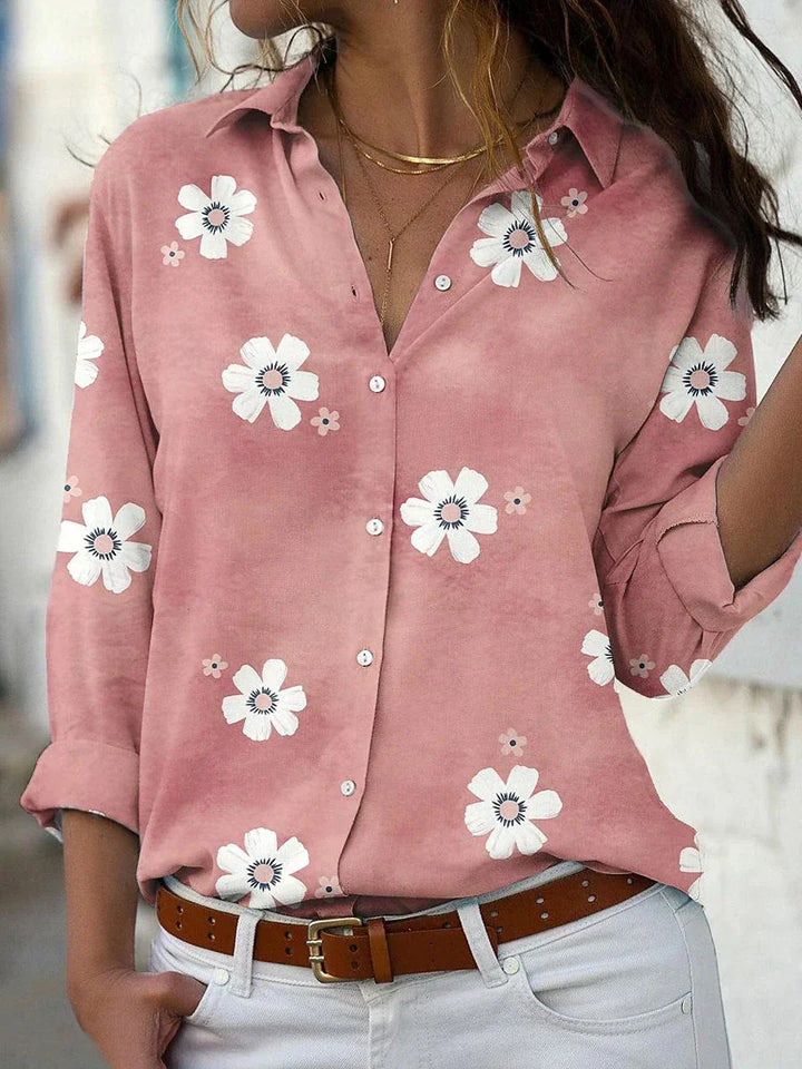 Women's Blouse | Floral Print Button Front