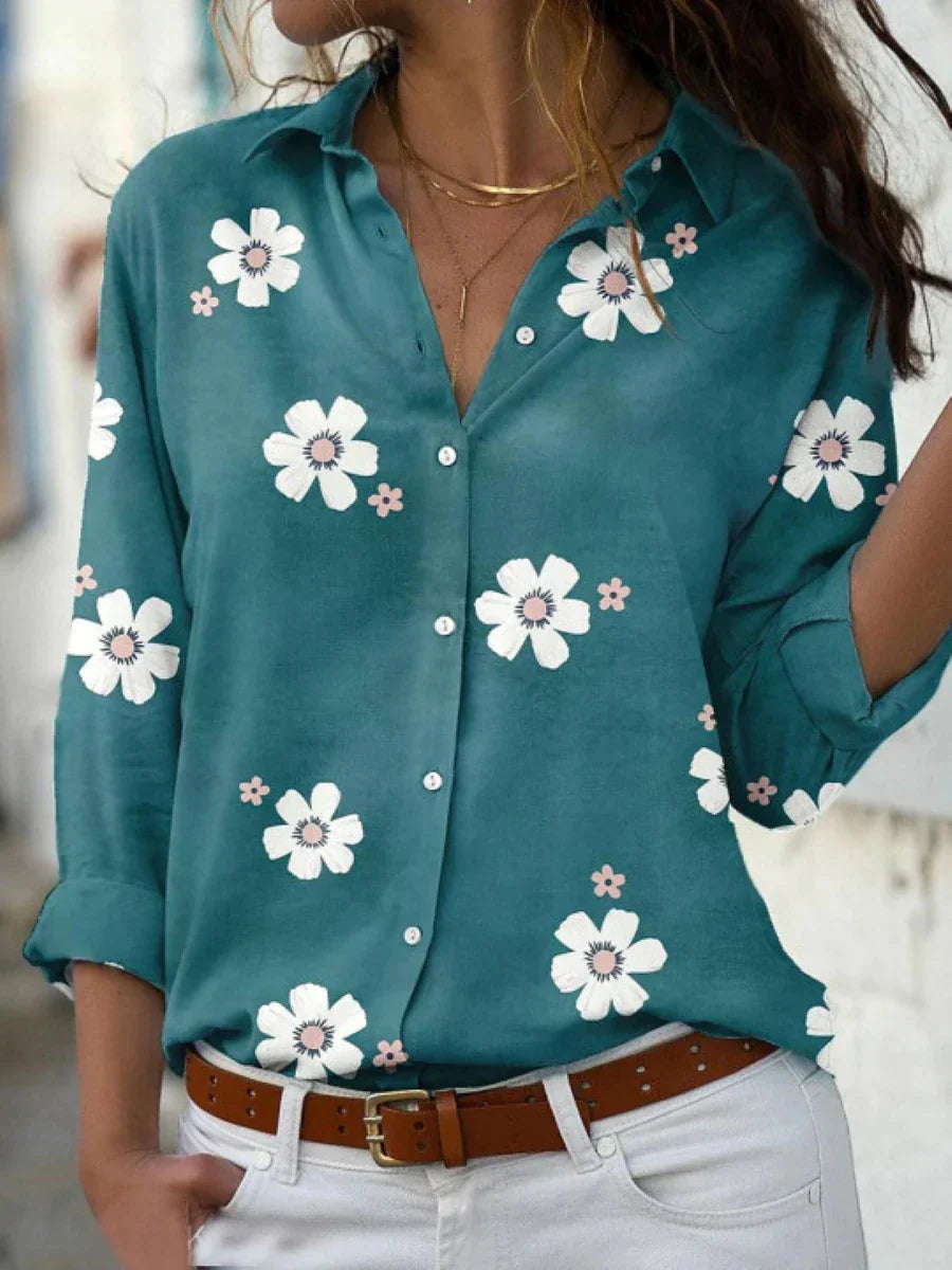 Women's Blouse | Floral Print Button Front
