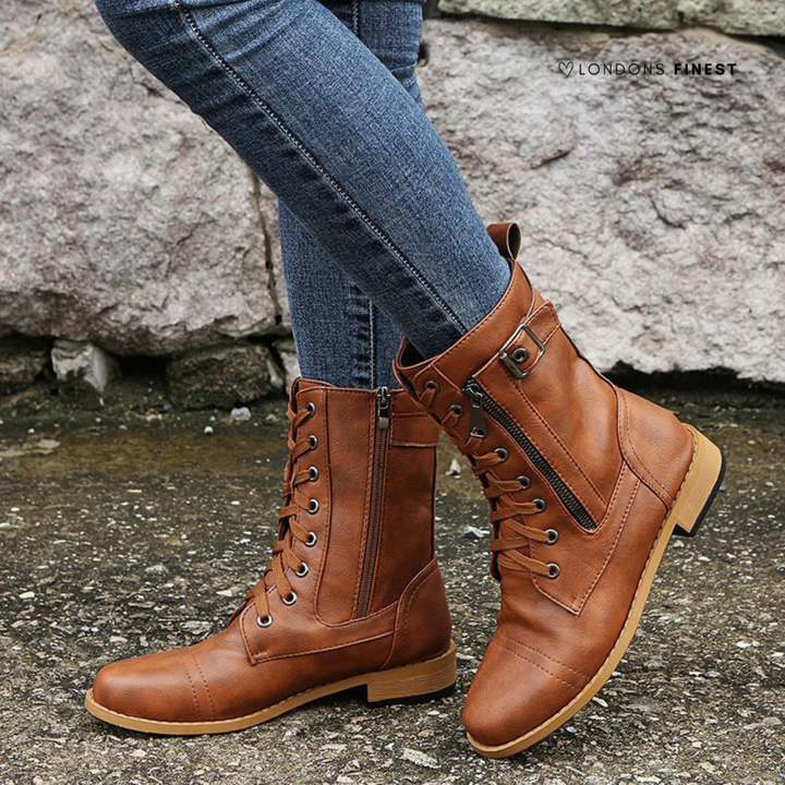 Boots For Women | Mid-Calf Lace-Up With Side Zipper