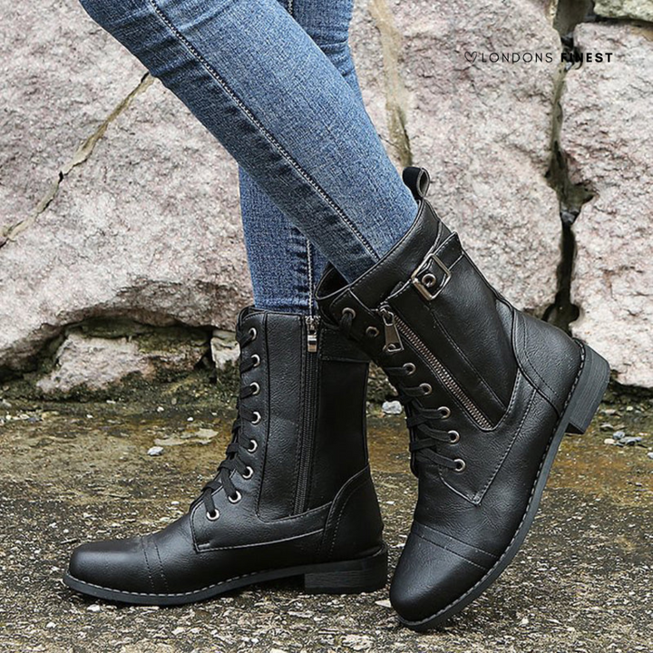 Boots For Women | Mid-Calf Lace-Up With Side Zipper