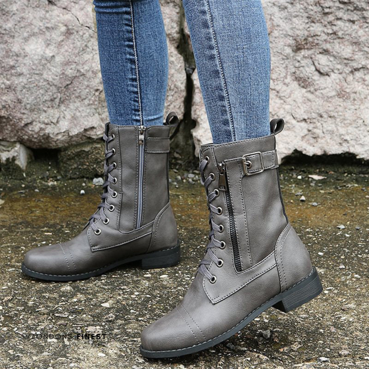 Boots For Women | Mid-Calf Lace-Up With Side Zipper