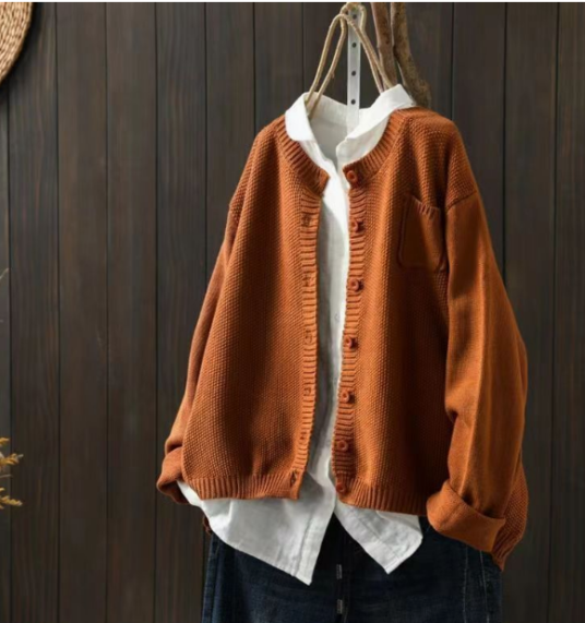 Women's Cardigan | Loose Button Front Long Sleeve
