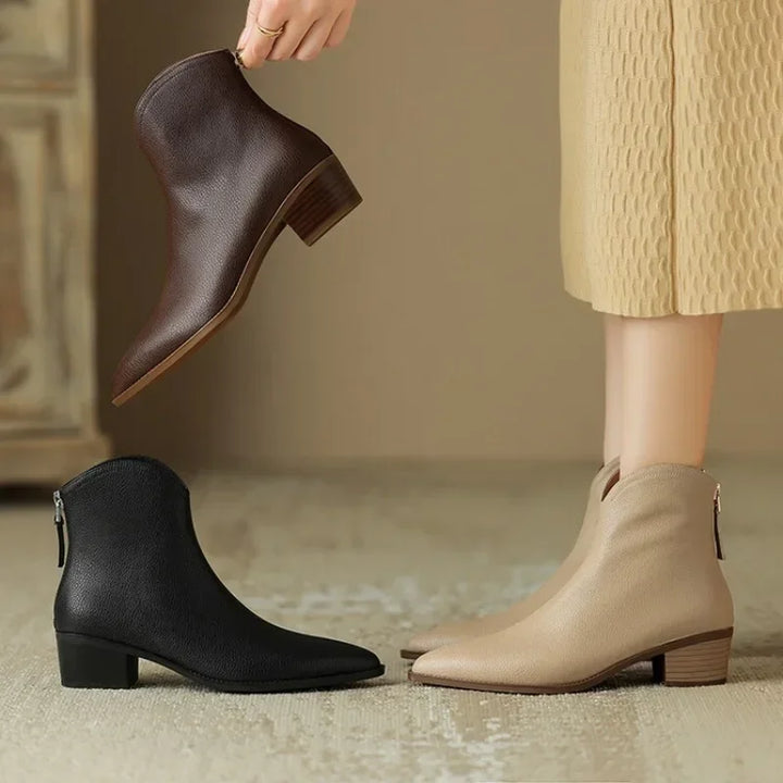 Boots For Women | Ankle Block Heel With Pointed Toe