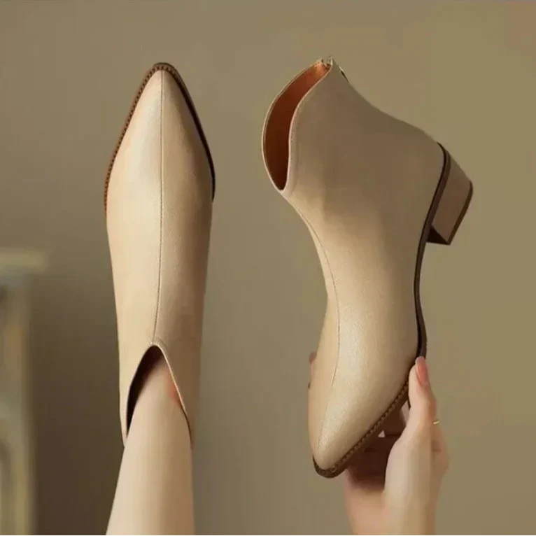 Boots For Women | Ankle Block Heel With Pointed Toe